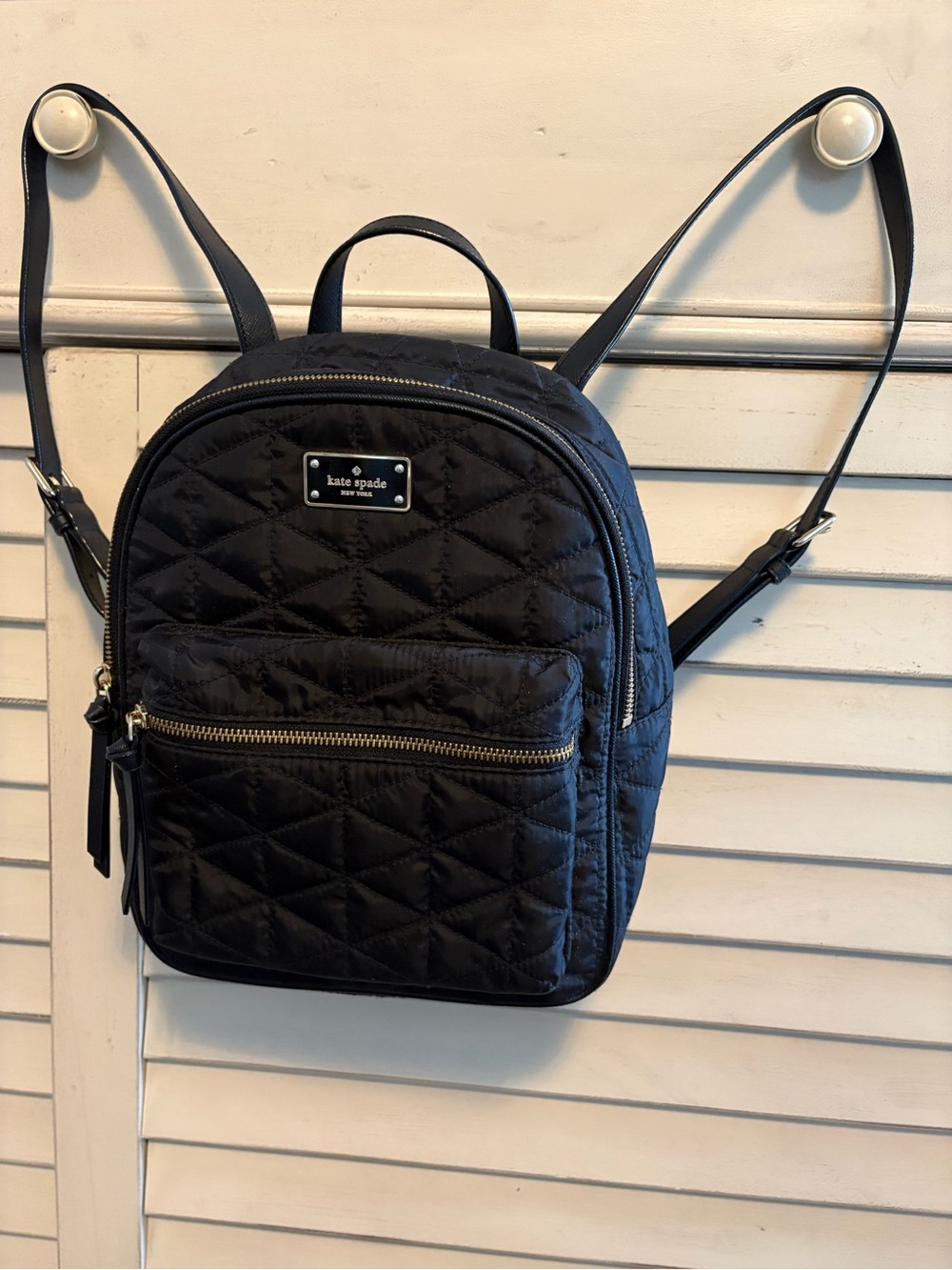 kate spade Black Quilted Mini Backpack with Gold Hardware
